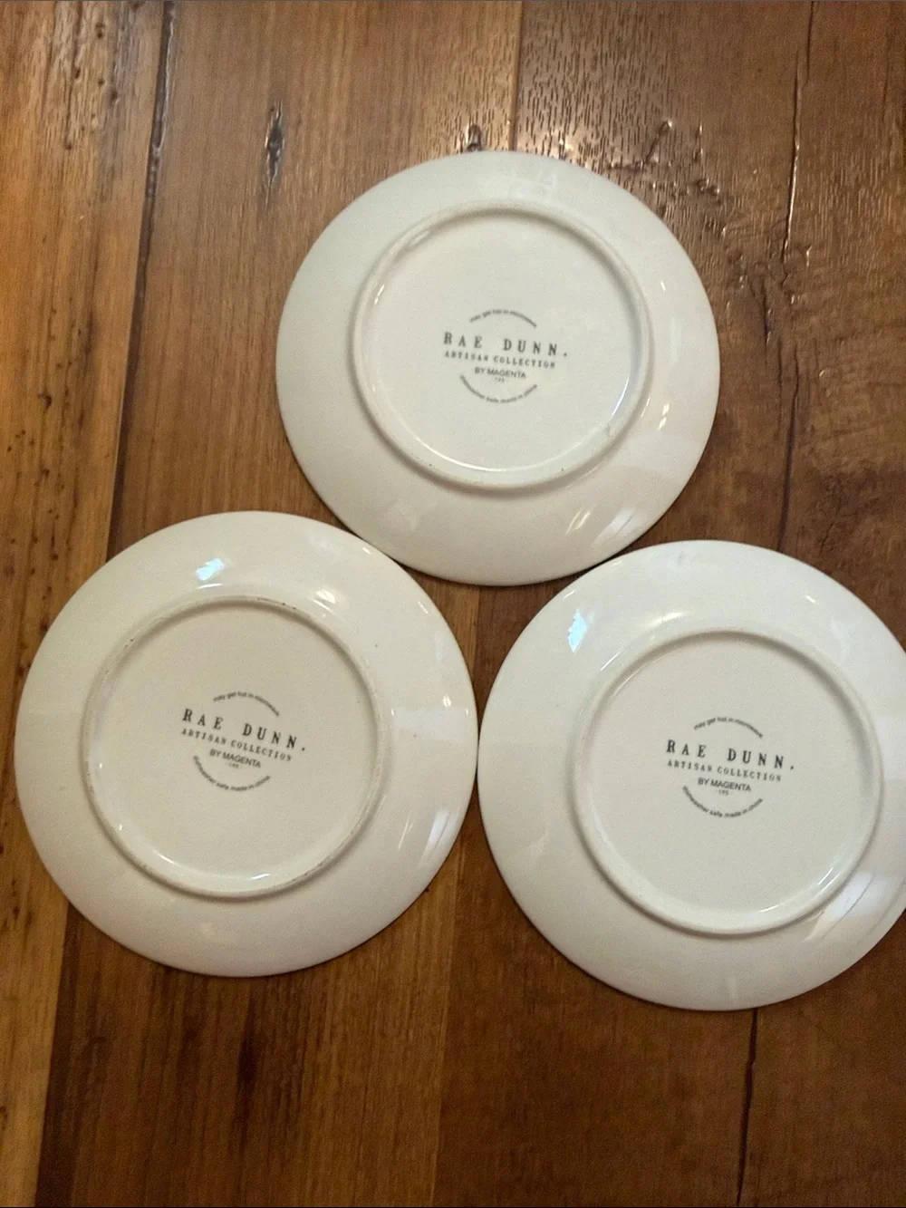 Rae Dunn White Ceramic Plates with Orange Pumpkin Motifs (Set of 3) 6 Inches EUC